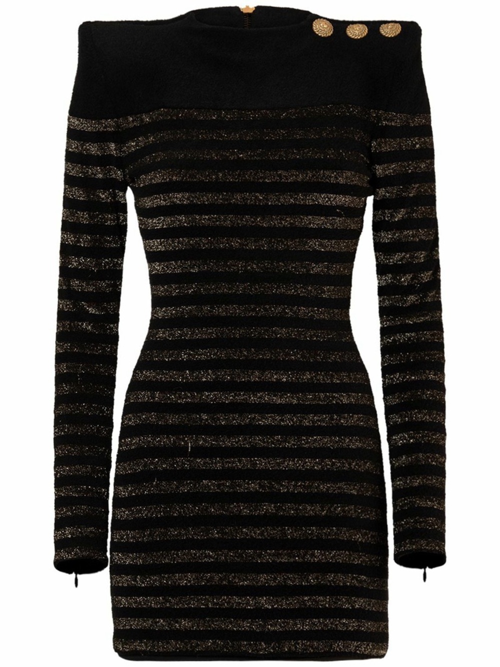 BALMAIN -Striped Lurex Knit Mini Dress